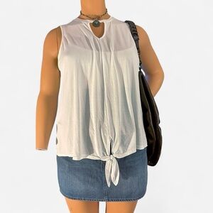 Time and Tru White Tie Front Tank Top XXL Sleeveless Summer Blouse